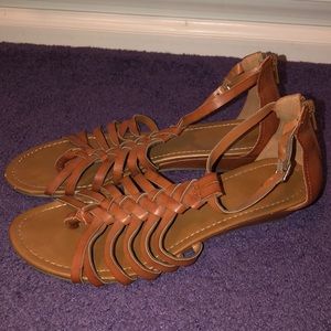 Brown Braided Sandals